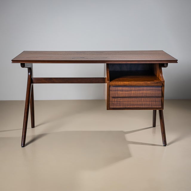 Brown Mid-20th Century Desk, Italy For Sale - Image 8 of 9
