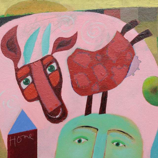 2000 - 2009 Wouter Stips, Poetic Family Scene with Horse, 2006, Oil on Canvas, Framed For Sale - Image 5 of 10
