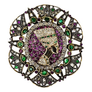 Late 20th Century Huge Egyptian Motif Brooch For Sale