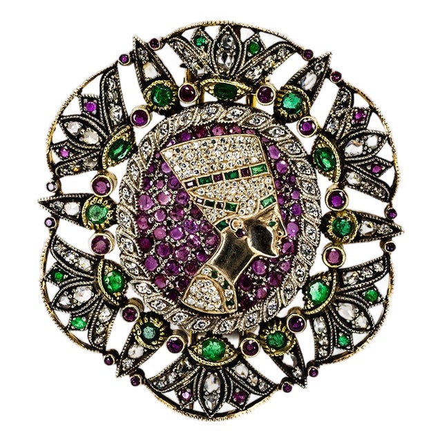 Late 20th Century Huge Egyptian Motif Brooch For Sale