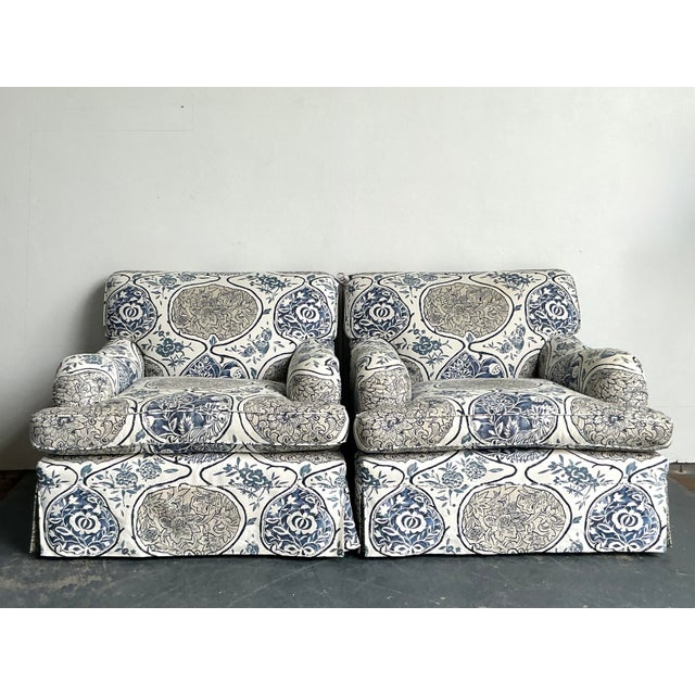 Vintage Boho Printed Lounge Chairs in Schumacher “Katsugi” - A Pair For Sale In West Palm - Image 6 of 12