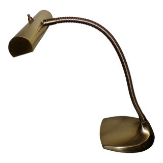 Vintage Mid Century Laurel Lamp Co. Brass Goose Neck Desk Table Lamp Task Light For Sale
