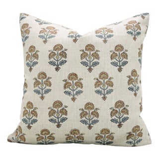 Block Print Pillow Cover in Pure Linen 14x14 Inches, Traffic Light For Sale