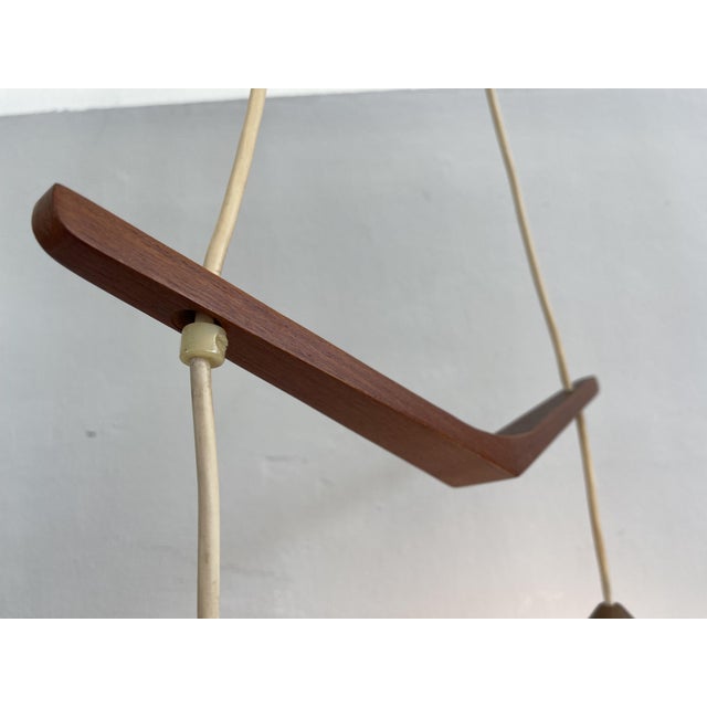 Danish Teak Hanging Light in White Opaline Glass, 1960s For Sale - Image 6 of 13