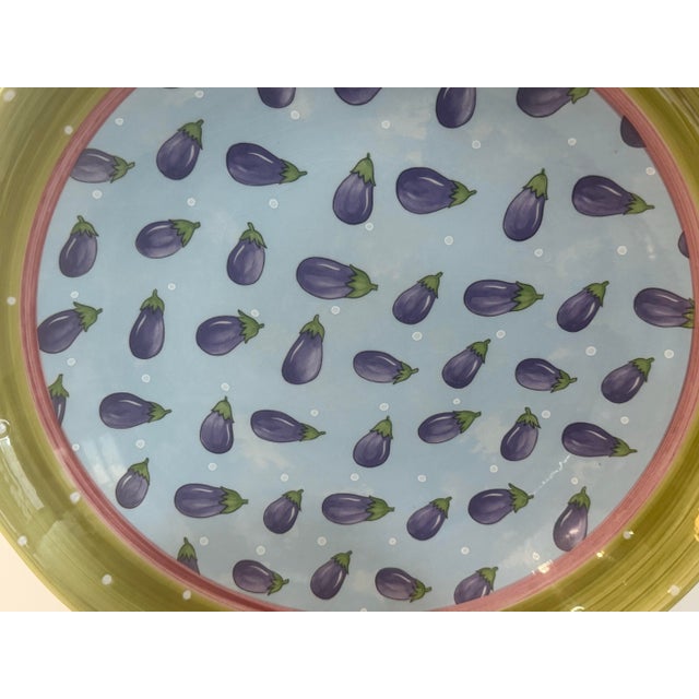 1990s 1990s Large Bois D’Arc Eggplant Serving Bowl by Heather Outlaw Kurpis for Essex Collection Portugal 14.5” For Sale - Image 5 of 12