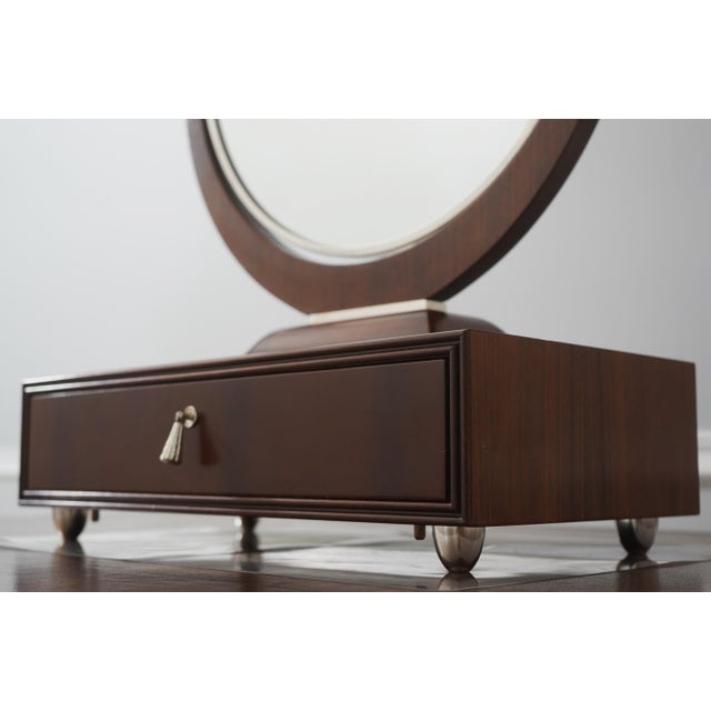 Wood Art Deco Style Walnut & Chrome Dressing Mirror For Sale - Image 7 of 14