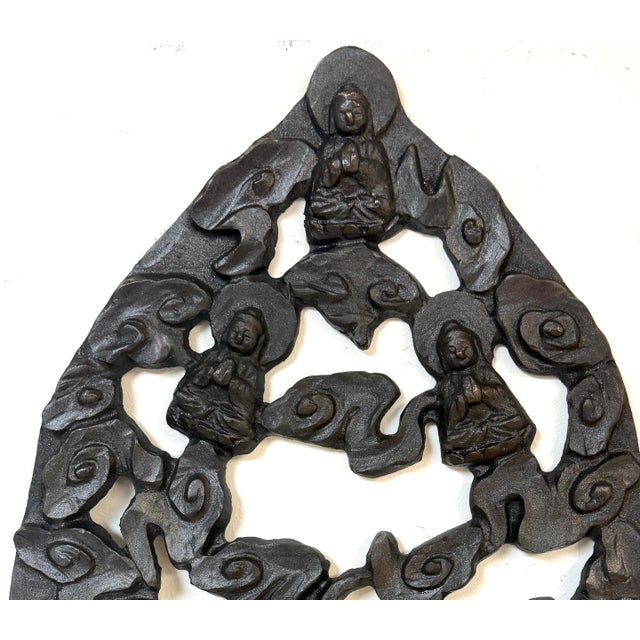 Early 20th Century Monumental Buddhist Aureole (Halo) Fragment with Seated Buddhas, China, 20th C. For Sale - Image 5 of 13