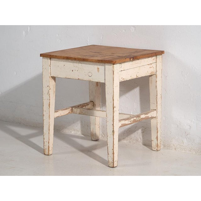 White Vintage White Wooden Side Table, 1920 For Sale - Image 8 of 9