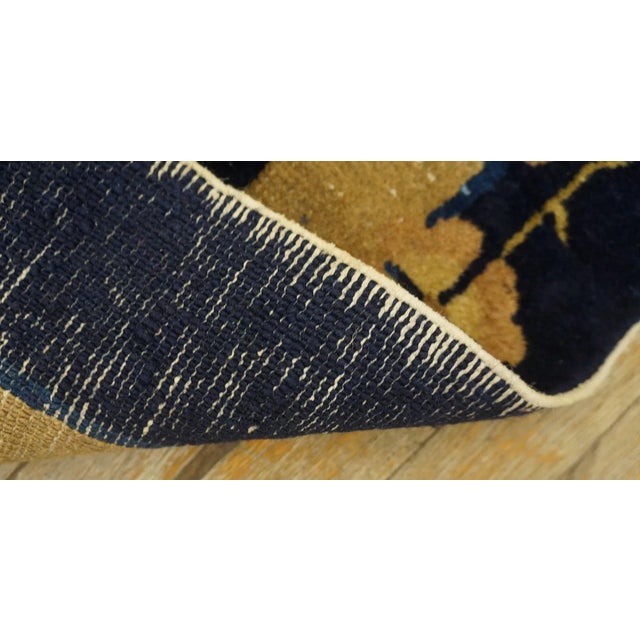 Navy Blue 1920s Navy Blue Floral Vase Antique Chinese Peking Carpet 2' 4'' X 11' 7" Knotted Wool Rug Runner For Sale - Image 8 of 8
