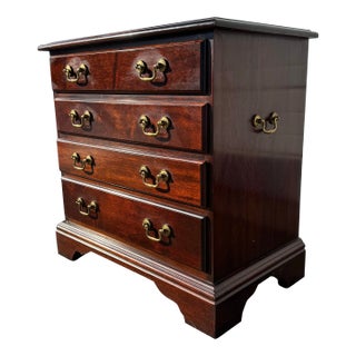 Vintage Georgian Black Mahogany Nightstand/4 Drawer Silver Chest For Sale