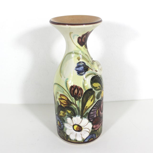 Mid 20th Century Vintage Hand Painted Floral Italian Ceramic Vase or Carafe Signed s.c. Castelli For Sale - Image 5 of 11