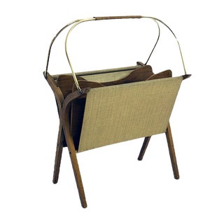 Vintage Bentwood & Brass Magazine Rack For Sale