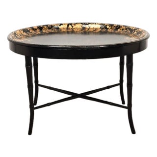 English Lacquered & Gilt Papier-Mâché Tray, Circa 1870 For Sale