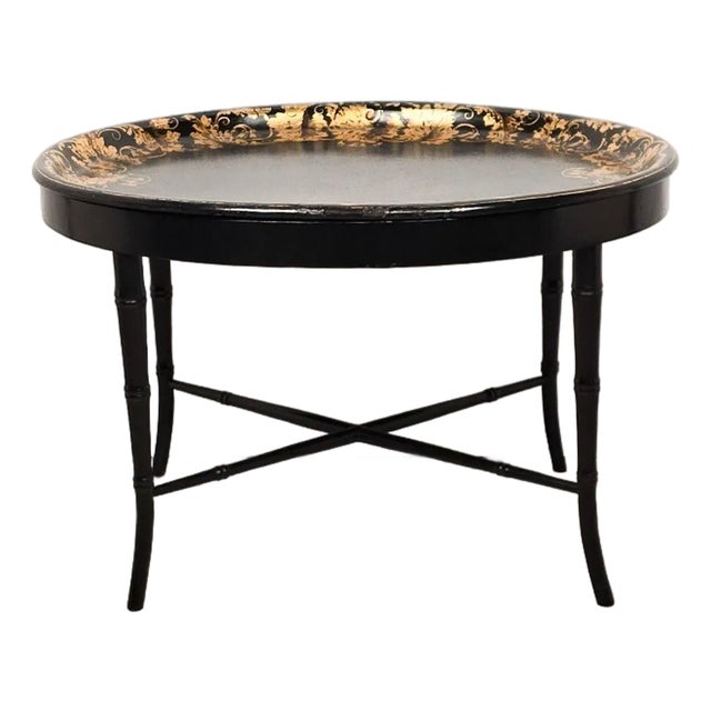 English Lacquered & Gilt Papier-Mâché Tray, Circa 1870 For Sale