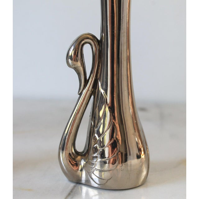 Vintage Silver-Tone Swan Bud Vases S/3 For Sale - Image 4 of 12