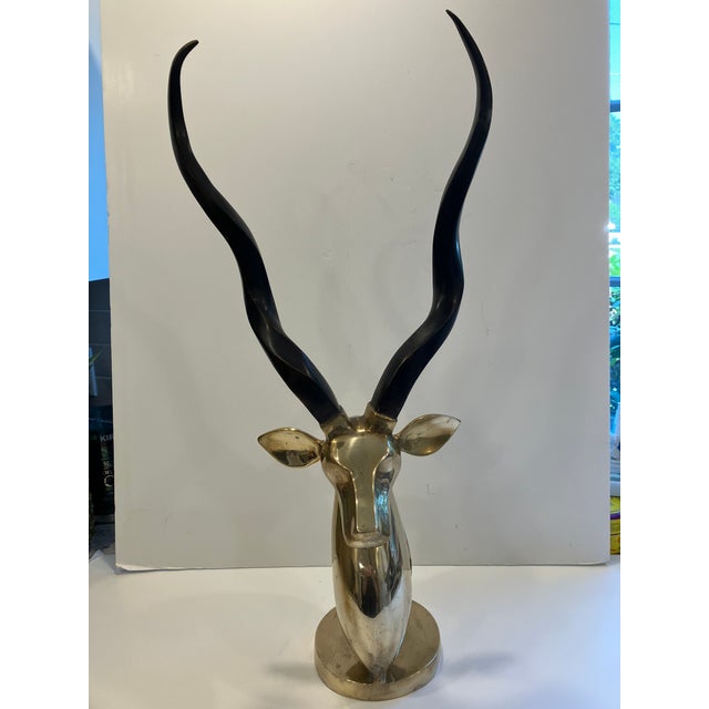 Metal 1970s 30.5 Inch Brass Gazelle Sculpture For Sale - Image 7 of 8