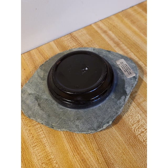 1990s Natural Slate Stone Ikebana Vase W/ Flower Frog Japan For Sale In San Francisco - Image 6 of 11