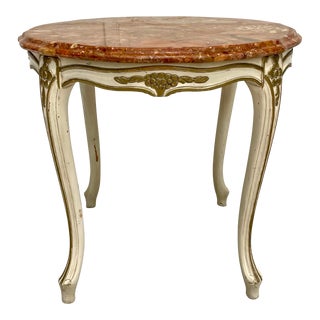 Traditional French Regency Marble and Wood Side Table For Sale