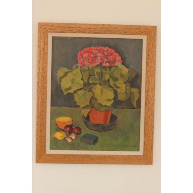 Olax, Pink Hydrangea with Fruit, 1950, Oil on Panel, Framed For Sale - Image 8 of 18