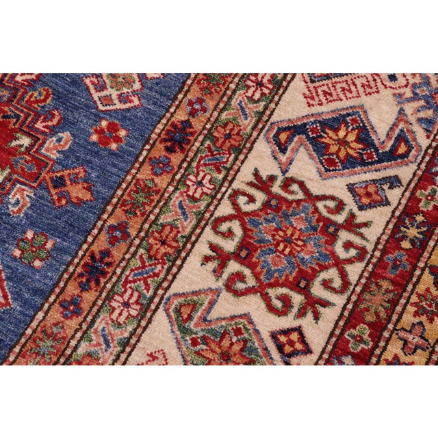 Rustic Super Kazak Blue/Ivory Wool Rug - 8'8'' X 12'2'' For Sale In New York - Image 6 of 10