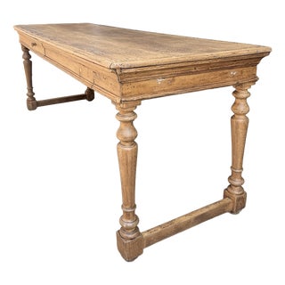 Antique Farmhouse Table with Turned Oak Legs, 1890s For Sale