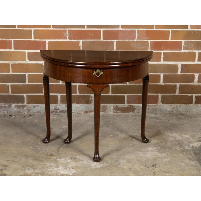 Early 19th Century English Georgian Period 1820s Demilune Flip Top Console Table with Compartment For Sale - Image 5 of 12