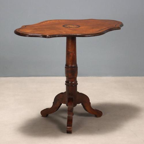 Antique Small Table Walnut Maple Inlays Bois De Violette Xix Century For Sale - Image 9 of 9