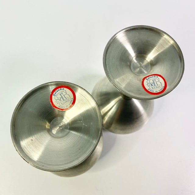 1980s Vintage Hollywood Regency Boho Chic Pewter Wine Goblets - A Pair. For Sale - Image 9 of 9