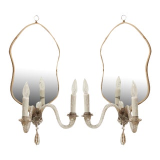 Late 18th Century Italian Murano Glass & Mirror Sconces - A Pair For Sale