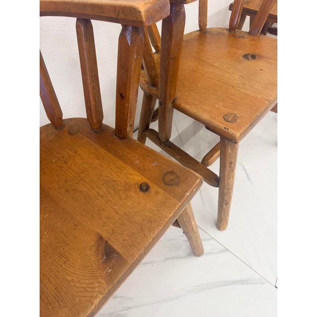 1940s 1940s Habitant, Bay City Mi, Knotty Pine Captain’s Chairs, Set of 6 For Sale - Image 5 of 14