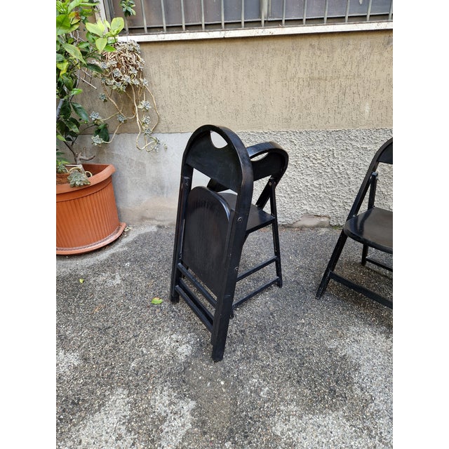 1970s Tric Folding Chairs in Black Lacquered Wood by Achille and Pier Giacomo Castiglioni for BBB Bonacina, 1970s, Set of 4 For Sale - Image 5 of 15