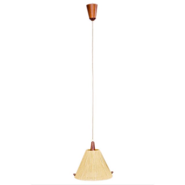 Teak Rope-Raffia Pendant Lamp from Temde, 1960s For Sale - Image 18 of 18