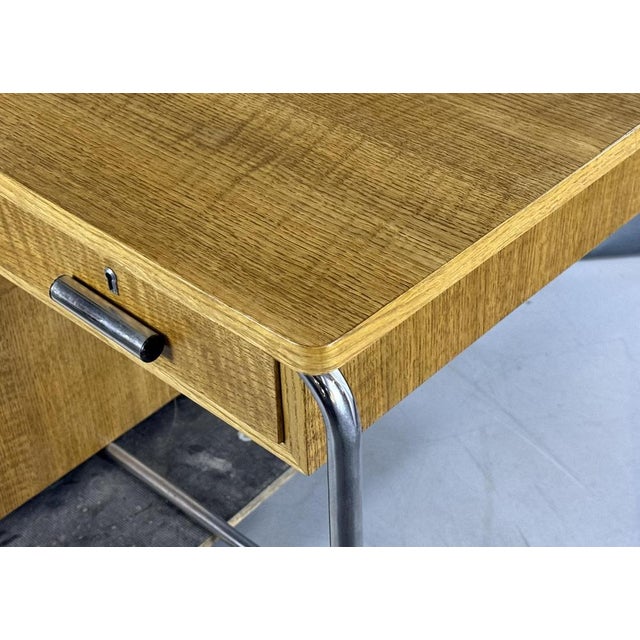 Bauhaus Writing Desk in Oak, 1940s For Sale - Image 9 of 11