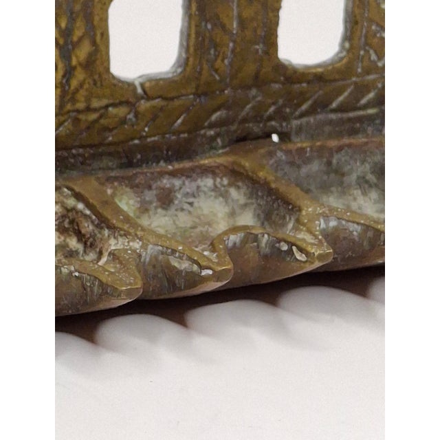 Antique Moroccan Cast Brass Hanukkah Lamp Menorah 19th Century Judaica Oil Lamp For Sale - Image 12 of 18