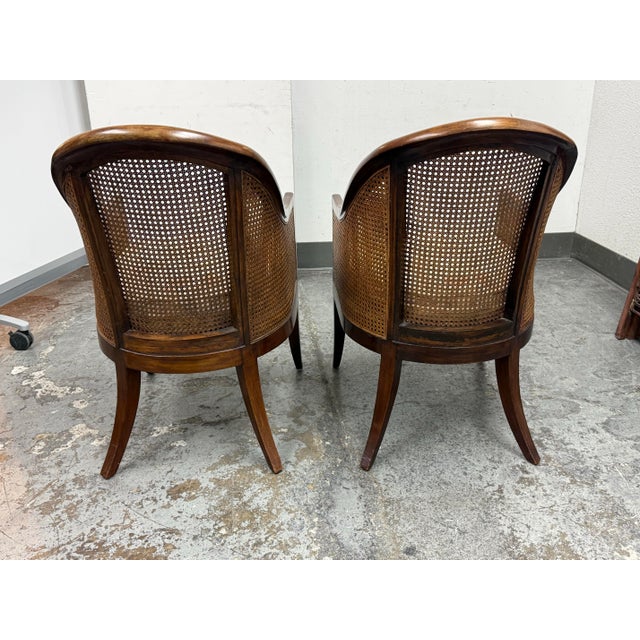 Late 20th Century Regency Style Mahogany Bergère Chairs, Pair For Sale - Image 5 of 12