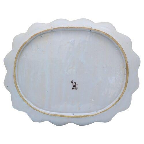 19th Century Antique French Faience Asparagus Server with Coat of Arms For Sale - Image 5 of 10