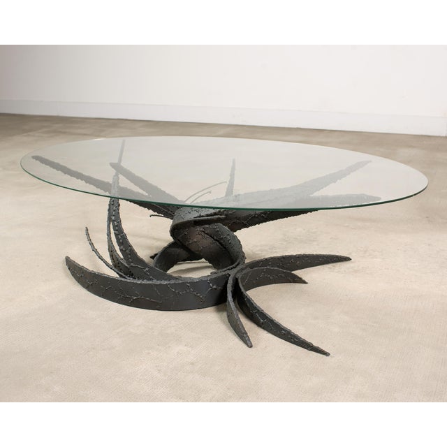Mid-Century Modern Silas Seandel Brutalist Iron Torch Cut Cocktail Table For Sale - Image 3 of 18