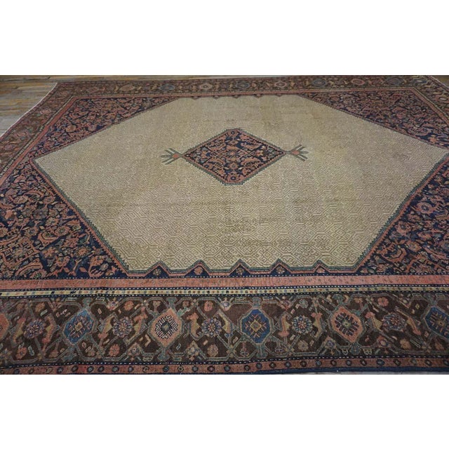 Persian 1900s Brown Medallion Antique Persian Malayer Carpet 9'3" X 12'6" Wool Knotted Rug For Sale - Image 3 of 6