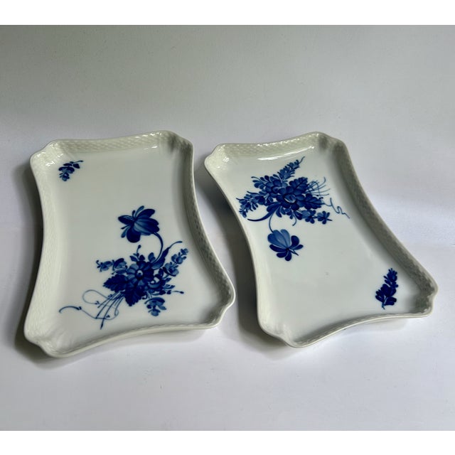 Mid-Century Modern Mid 20th Century Pair Royal Doulton "Blå Blomst" Lattice Porcelain Trays For Sale - Image 3 of 18