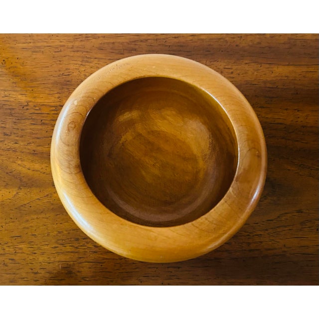 Traditional Mid Century Hand Turned Wood Bowl For Sale - Image 3 of 4