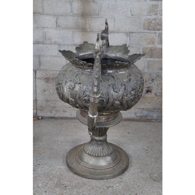 Mid 20th Century Figural Indian Bronze Outdoor Elephant Planter Handled Floor Urn For Sale - Image 4 of 12