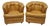 Vintage Classic Leather Chesterfield Brown Tufted Leather Barrel Club Chair Pair For Sale