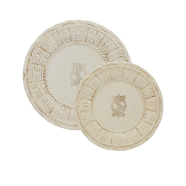 Rare early 2000s Manhu Designs Basket Felice dinnerware set handcrafted in Italy, including twenty pieces with ten...
