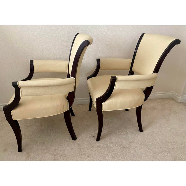 Late 20th Century Vintage Baker Furniture Barbara Barry Modern Regency Exquisite Pair Accent Armchairs For Sale - Image 5 of 16