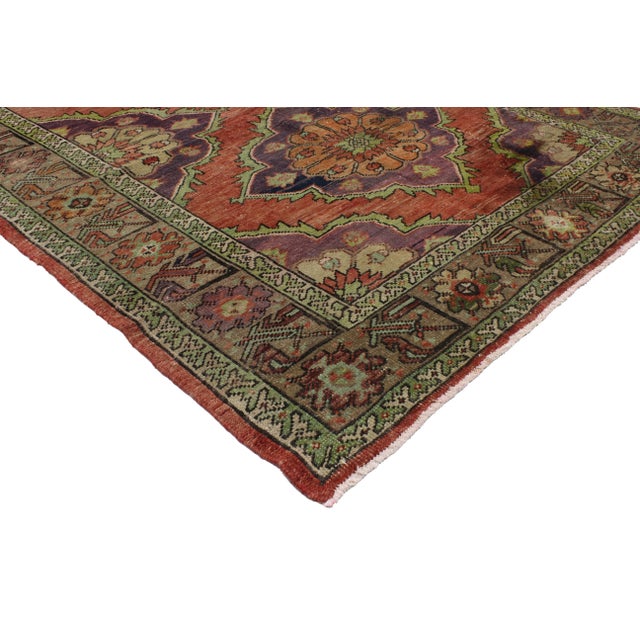 Vintage Turkish Oushak Runner, Wide Hallway Runner 04'09 x 11'11. This hand knotted wool vintage Turkish Oushak runner...