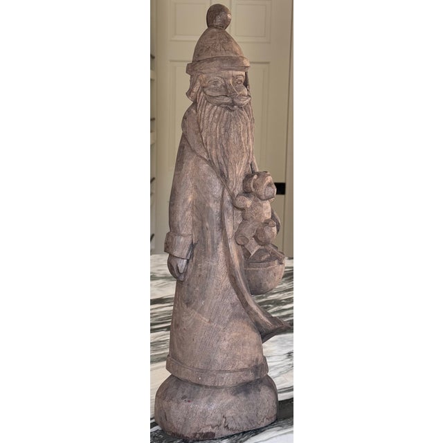 Wood Vintage Hand Carved Wooden Old-World Scandanavian Santa For Sale - Image 7 of 12