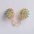Contemporary 1950s Vintage Italian Turquoise Dome French Lever Back 18k Yellow Gold Earrings- 2 Pieces For Sale - Image 3 of 7