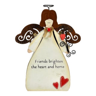 1990s Vintage Boho Chic Arts & Crafts Valentine Angel -Brighten Heart & Home For Sale