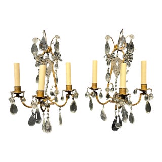 Pair of 1930’s Bagues Crystal Sconces For Sale