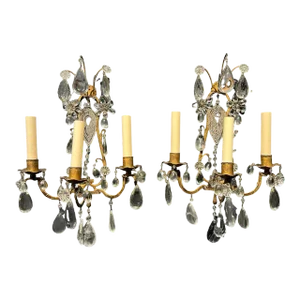 Pair of 1930’s Bagues Crystal Sconces